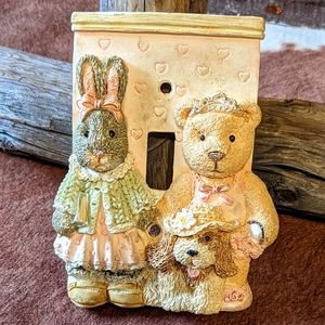Vintage Resin Bunny Bear Dog Adorable Light Switch Cover